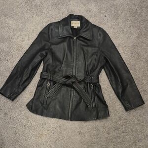 Signature Expressions Genuine Leather Belted Jacket